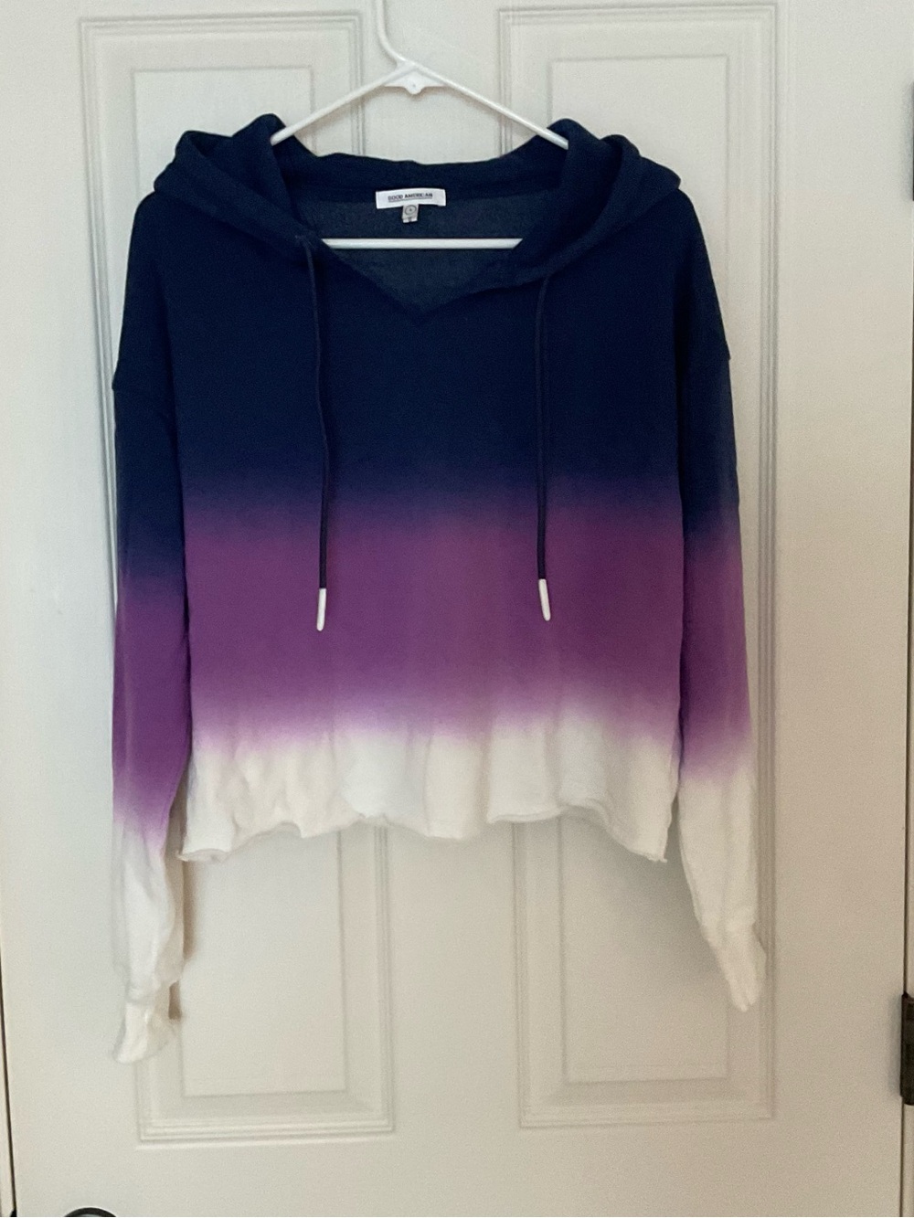 Good American Ombre Hoodie Sweatshirt - Navy, Purple, White